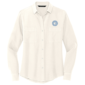 Stretch Crepe Long Sleeve Camp Blouse Thumbnail